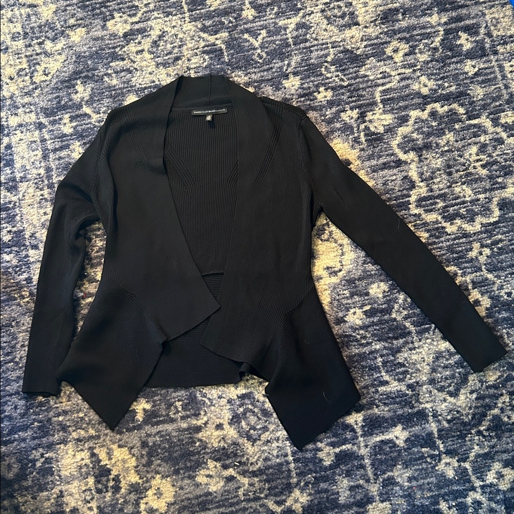 White House Black Market Ribbed Black Cardigan